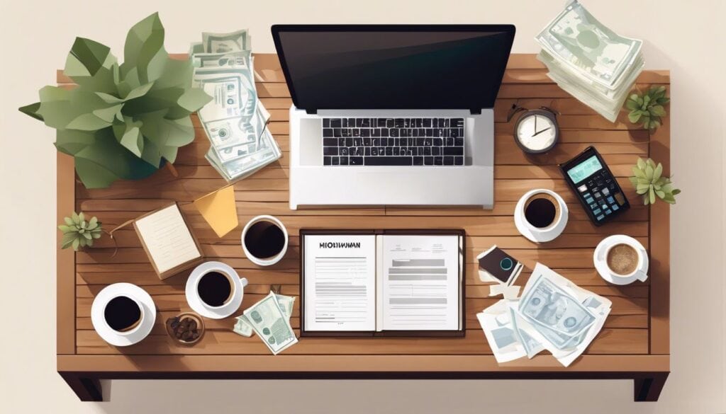 Een rommelig huiskamer met financiële stress.
