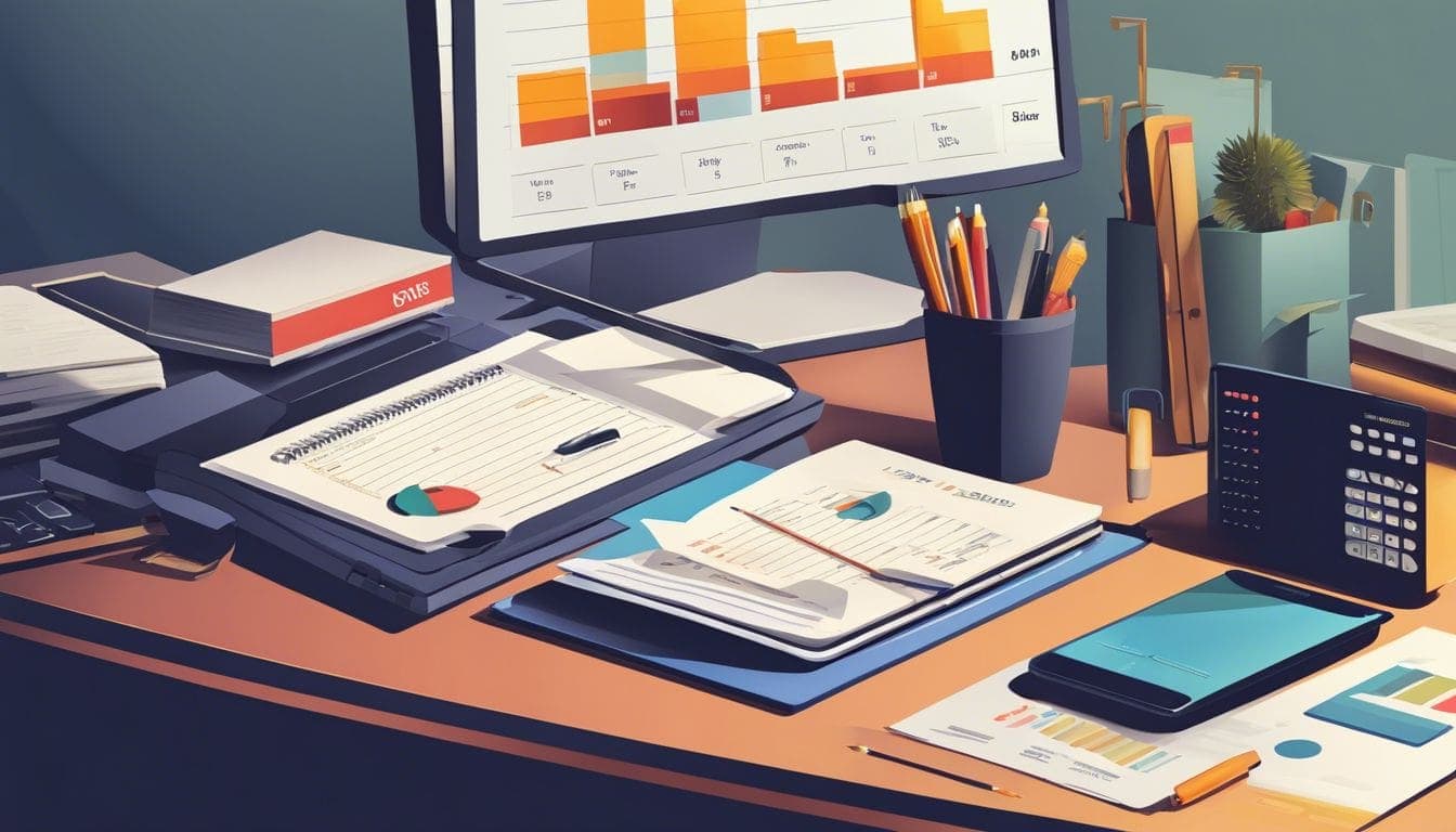 Een goed georganiseerd bureau met twee aparte bankrekeningen en financiële planning. Een goed georganiseerd bureau met twee aparte bankrekeningen en financiële planning.