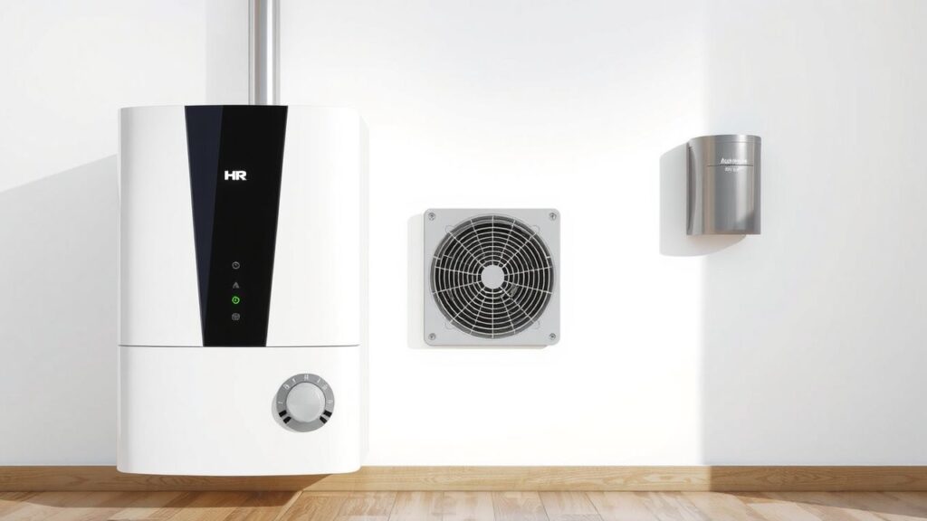 Een modern, energiezuinig HR-ketel met luchtontluchter en vuilafscheider.