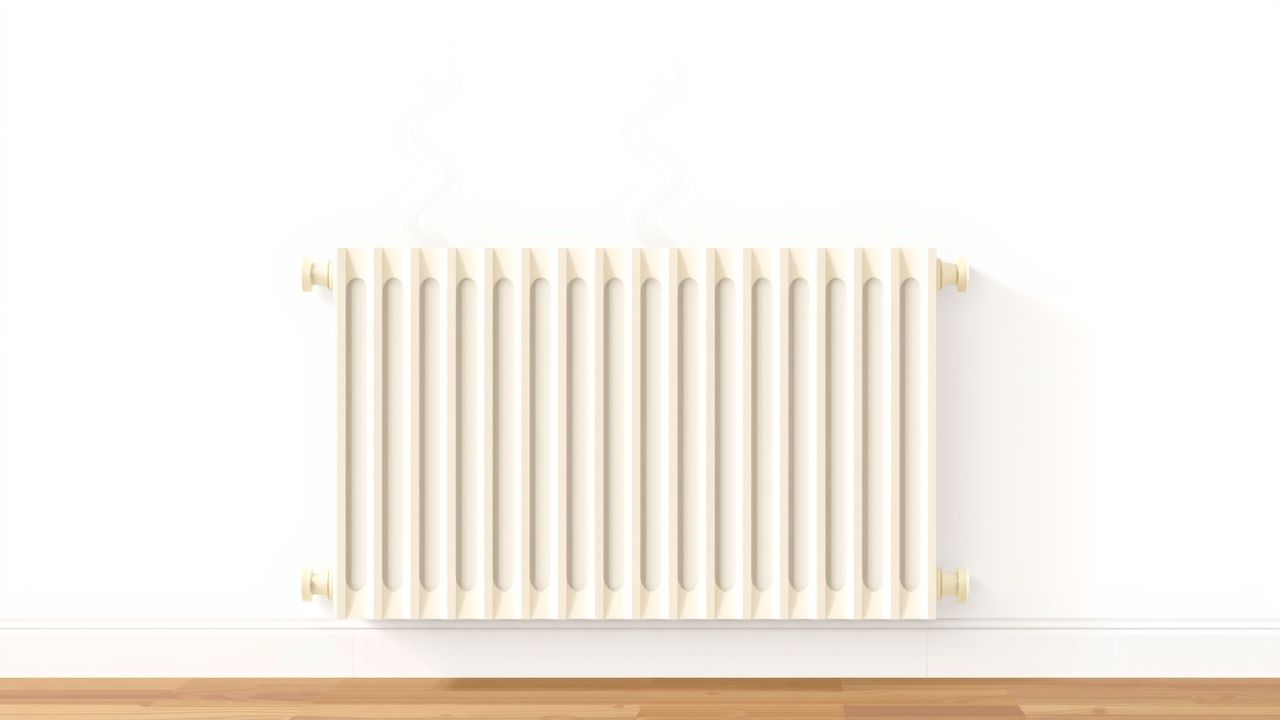 Een goed geïsoleerde radiator verspreidt warmte in een gezellige woonkamer. Een goed geïsoleerde radiator verspreidt warmte in een gezellige woonkamer.